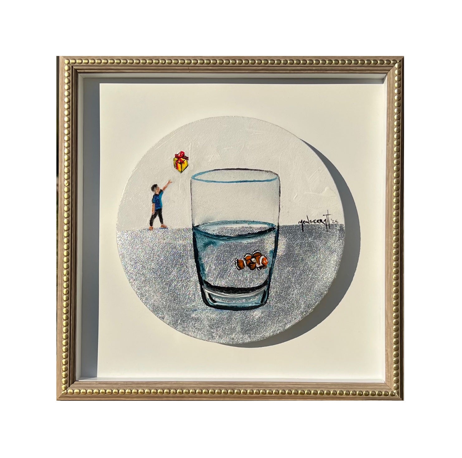 Este vaso también está medio lleno - Obra Original en Acrílico con Hoja de Plata 31 x 31 cm