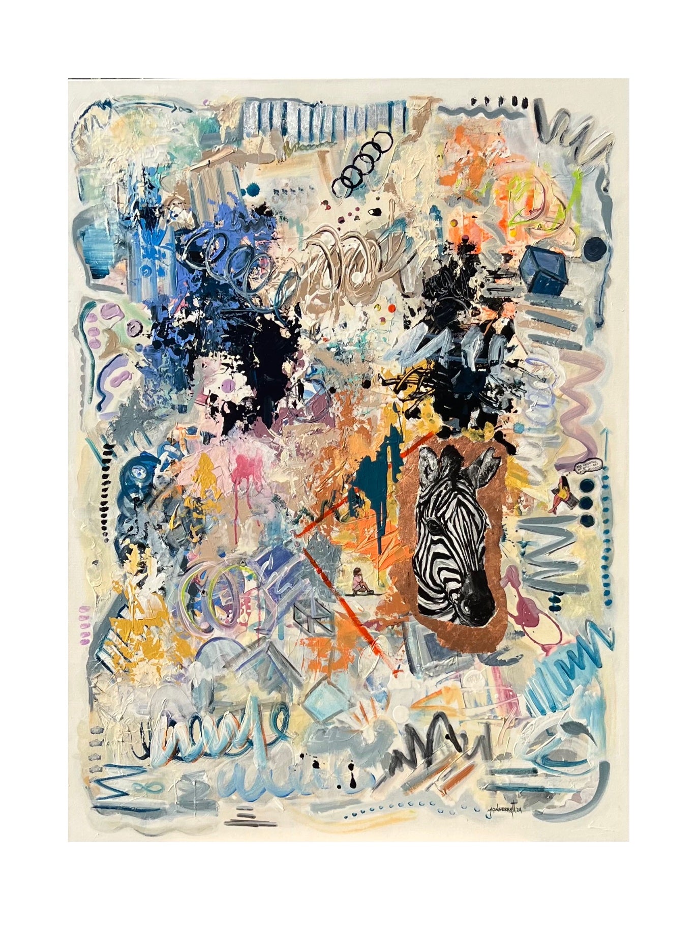 La Cebra que Quería Ser Como un Elefante - Pintura Original en Acrílico 122x92 cm
