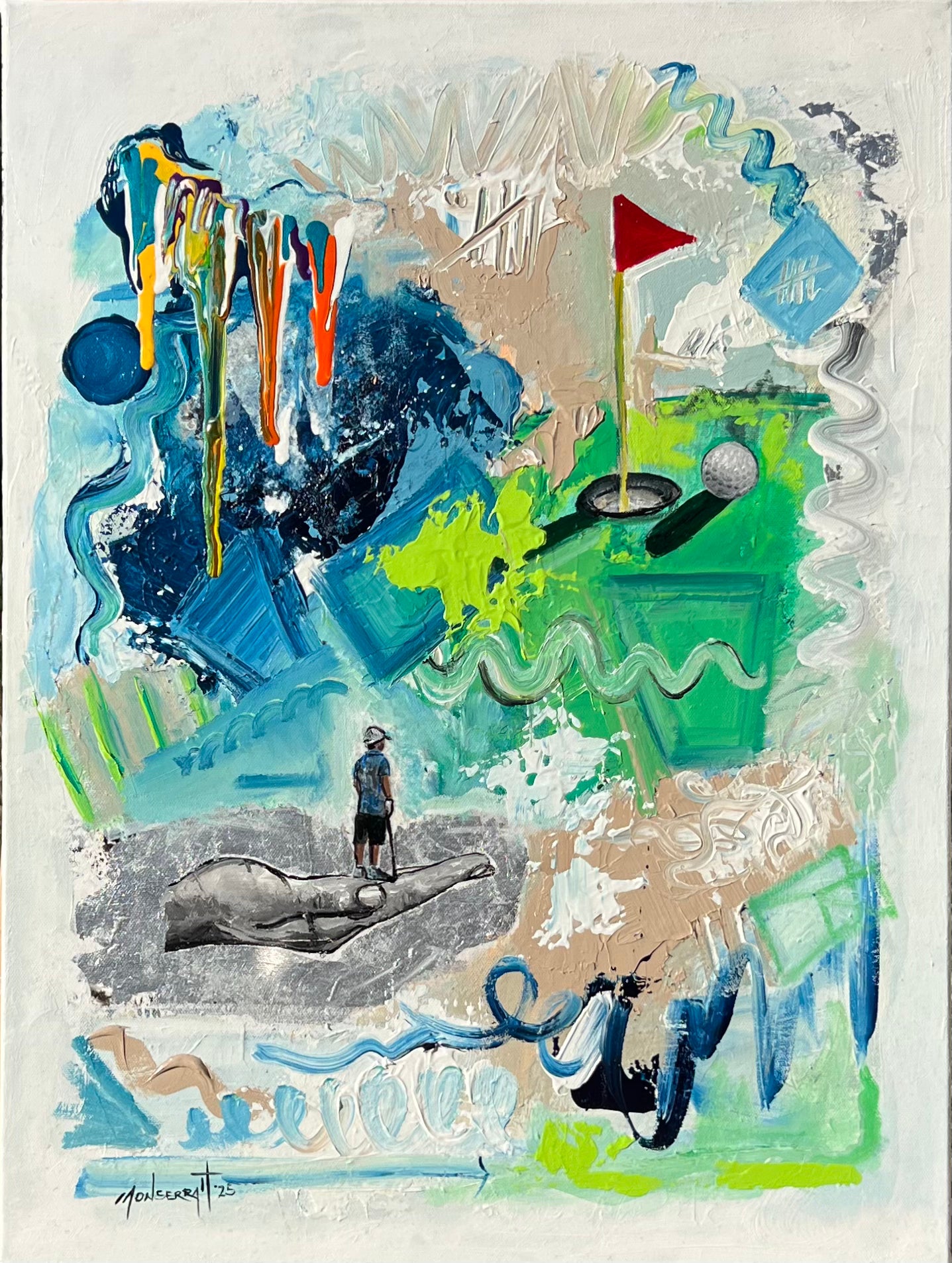 ¿Un golpe de suerte? - Obra Original en Acrílico con Hoja de Plata y Cobre 61x45cm